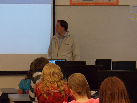 Presenting to the students at Parowan High School