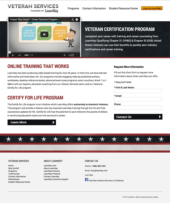 LearnKey Veteran Services design